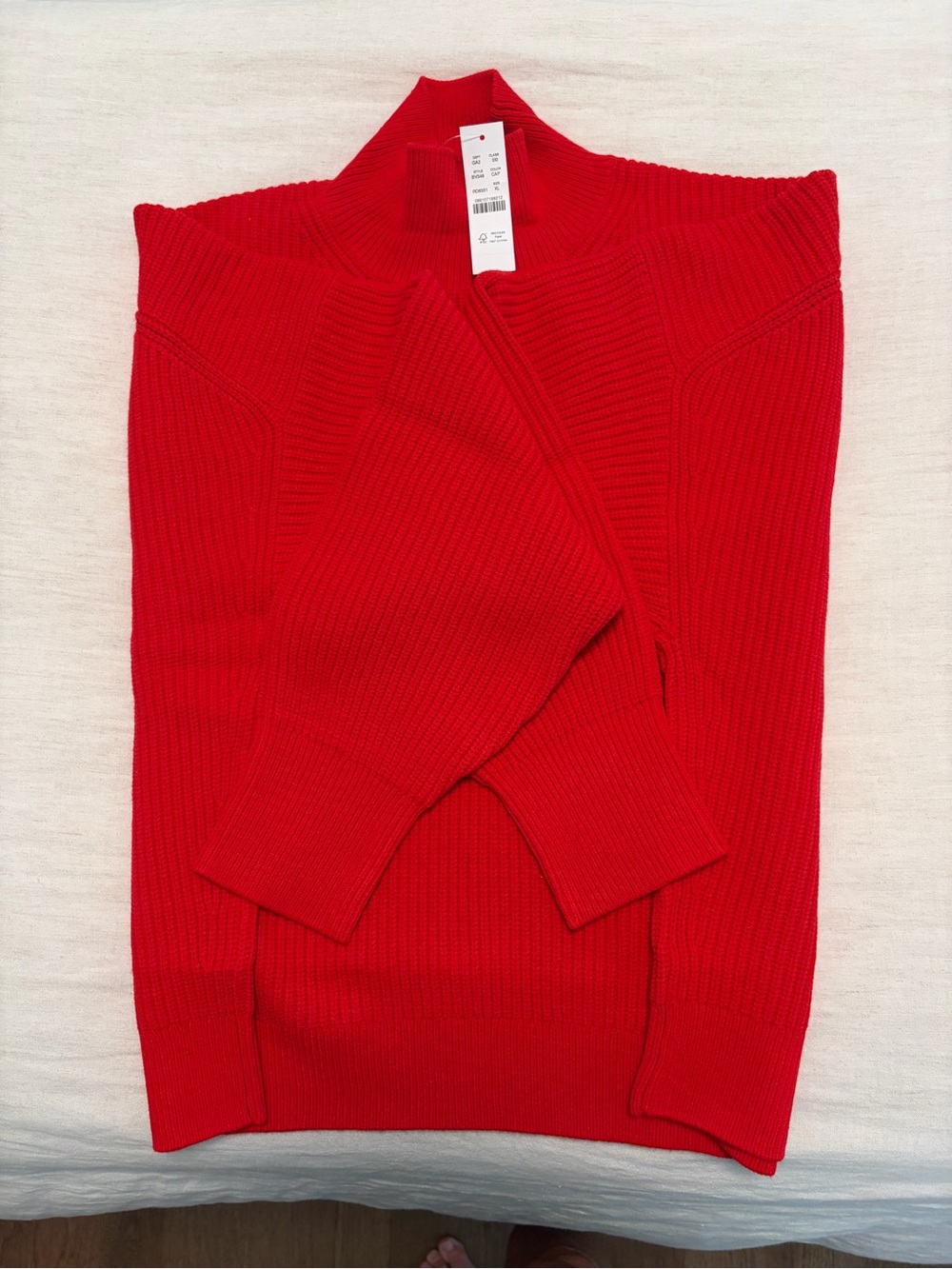 J. Crew Vibrant Red Ribbed Crewneck Sweater
